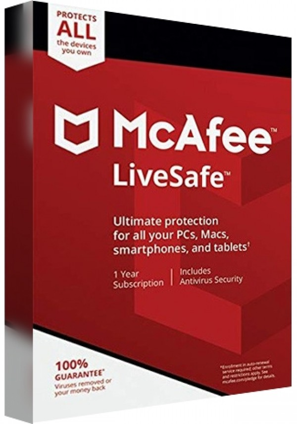 McAfee LiveSafe 10 Devices 1 Year